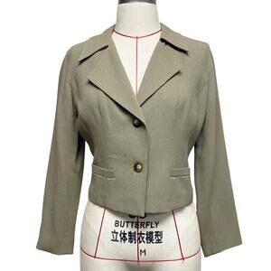Vintage Anne Tjian for Kenar Womens size 6 Green Tailored Crop Blazer